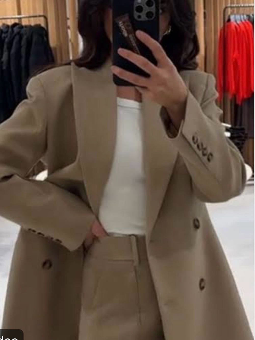 Zara Tan High-Waist Tailored Trouser